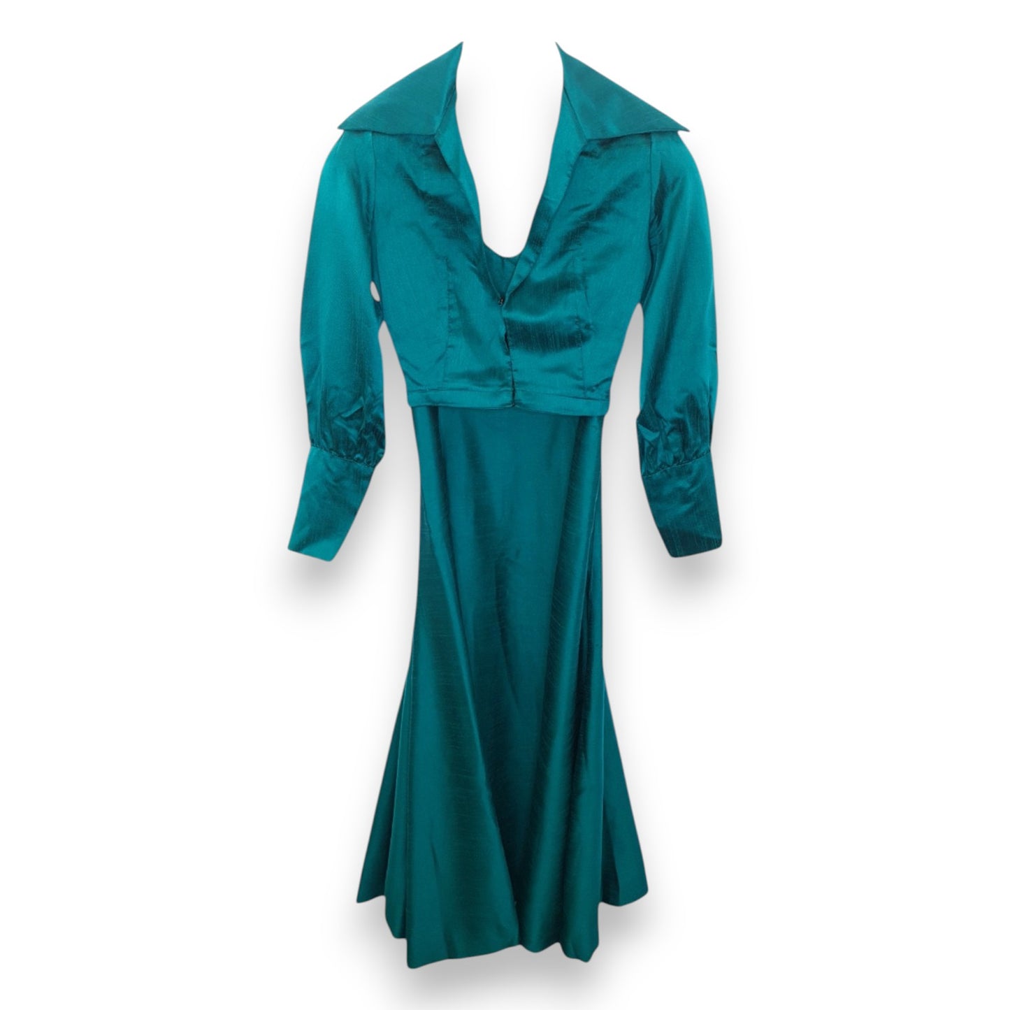 Robe sans manches bleu sarcelle avec veste courte