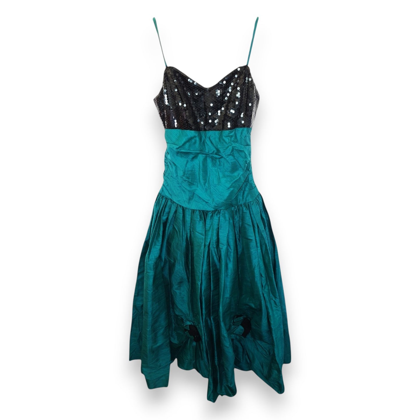 Robe Laksana vert sarcelle à paillettes noires
