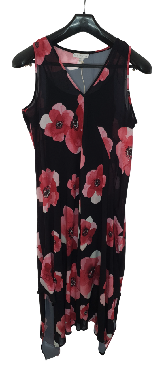 John Rocha Black Dress with Pink Flowers Pattern