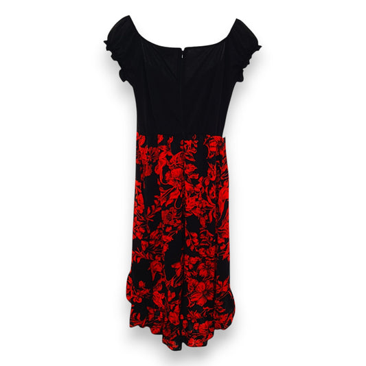 Ax Paris Black Dress with Red Flowers Pattern