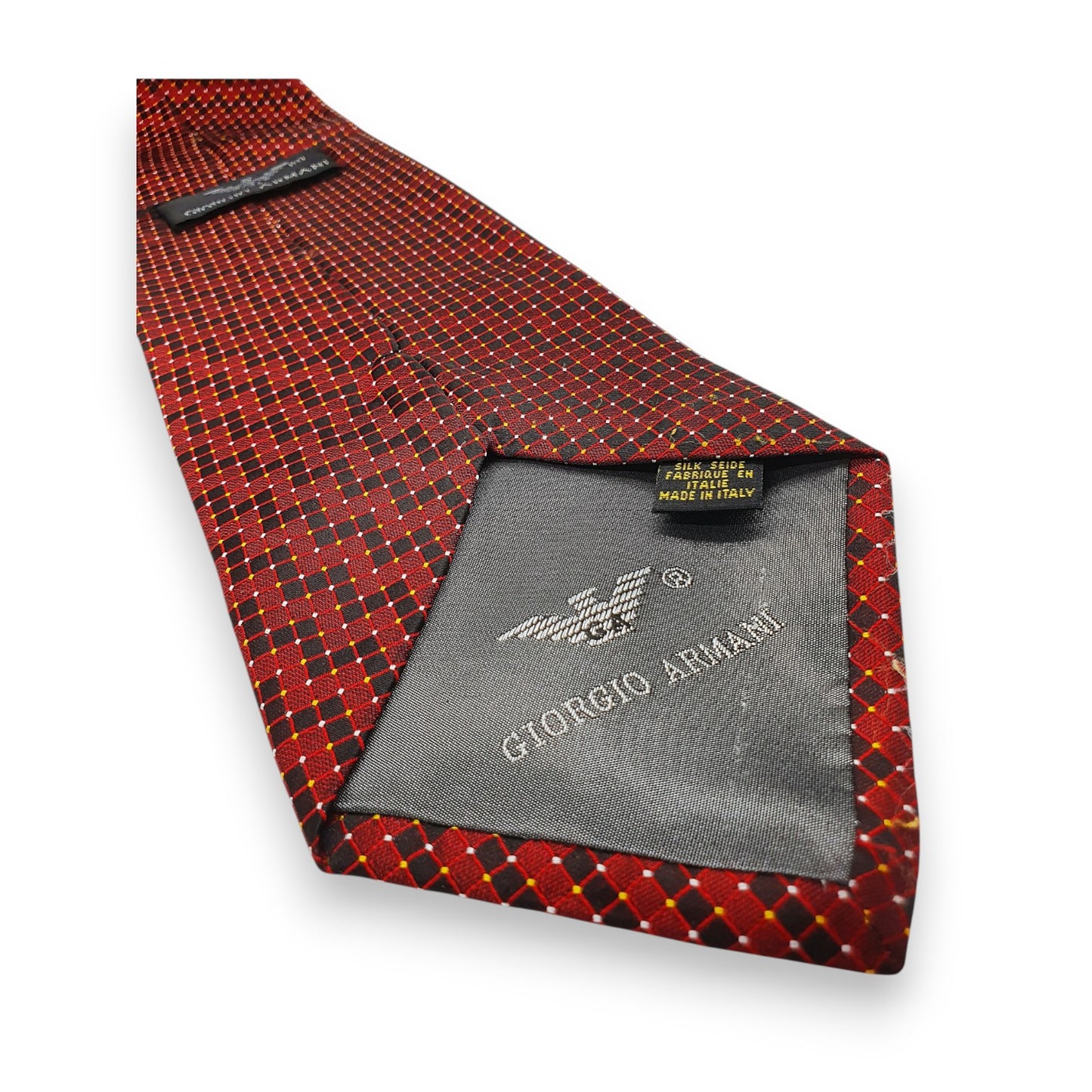 Cravate à carreaux rouges Giorgio Armani