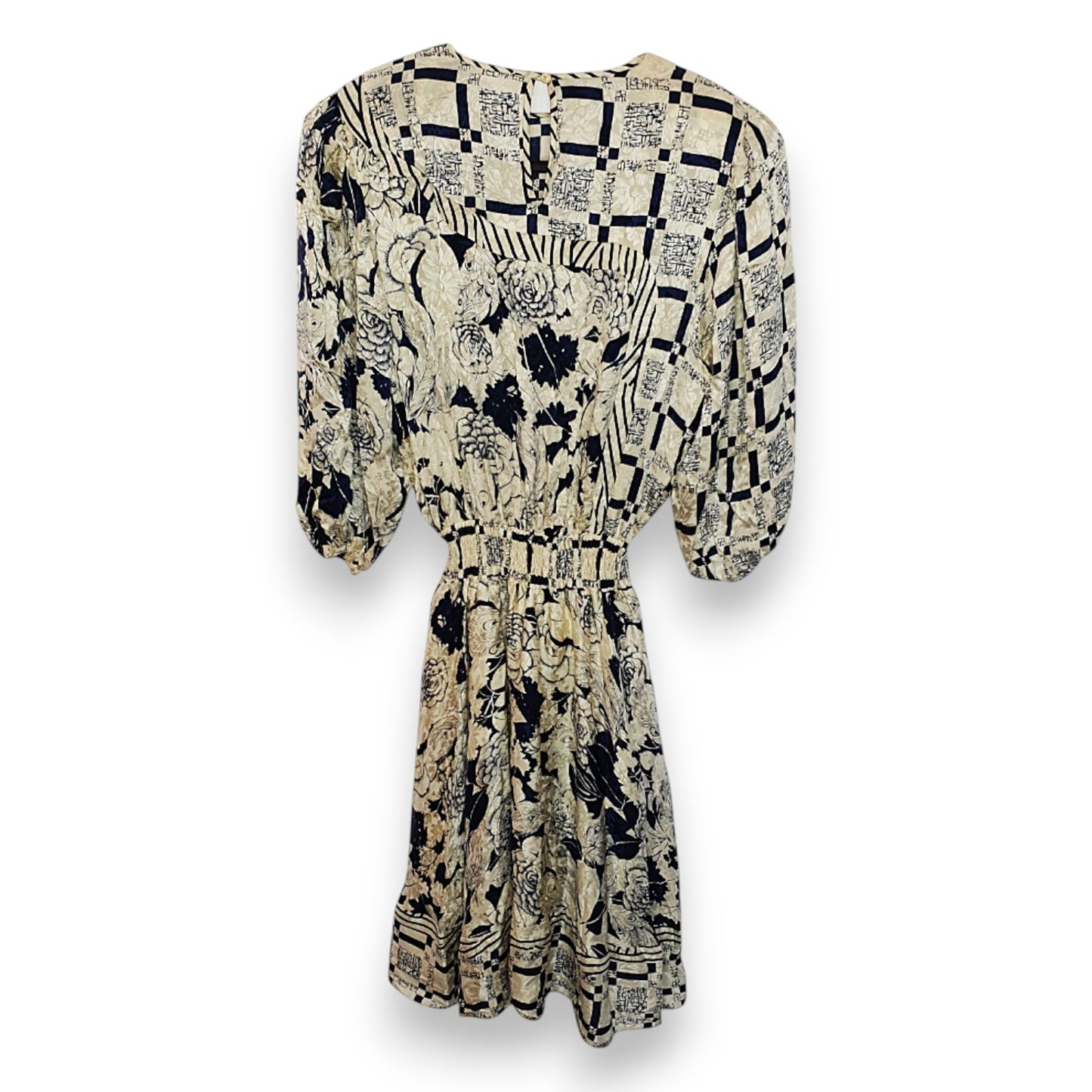 Robe originale blanche à motifs bleus Diane Freis