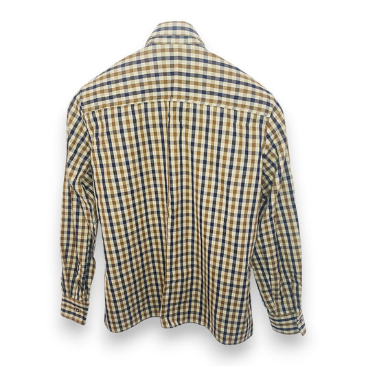 Aquascutum of London Cream, Brown & Blue Checked Shirt