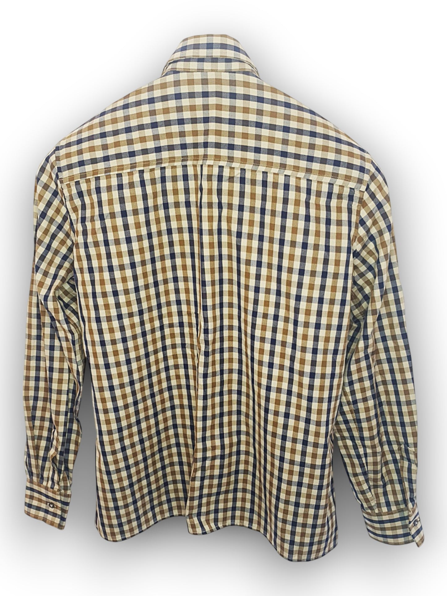 Aquascutum of London Cream, Brown & Blue Checked Shirt