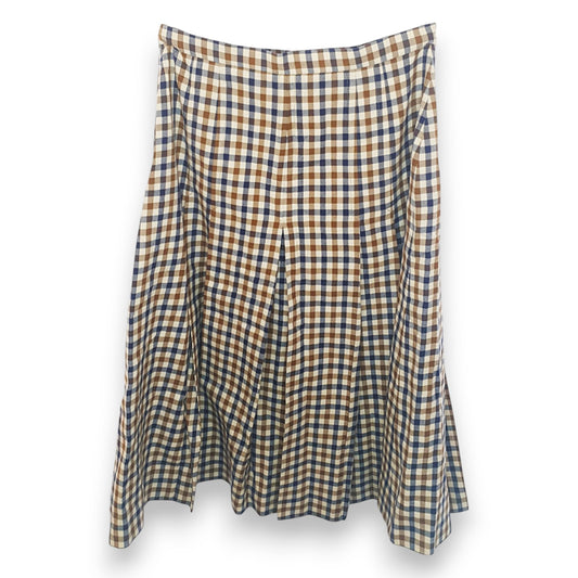 Aquascutum of London Cream, Brown & Blue Checked Skirt