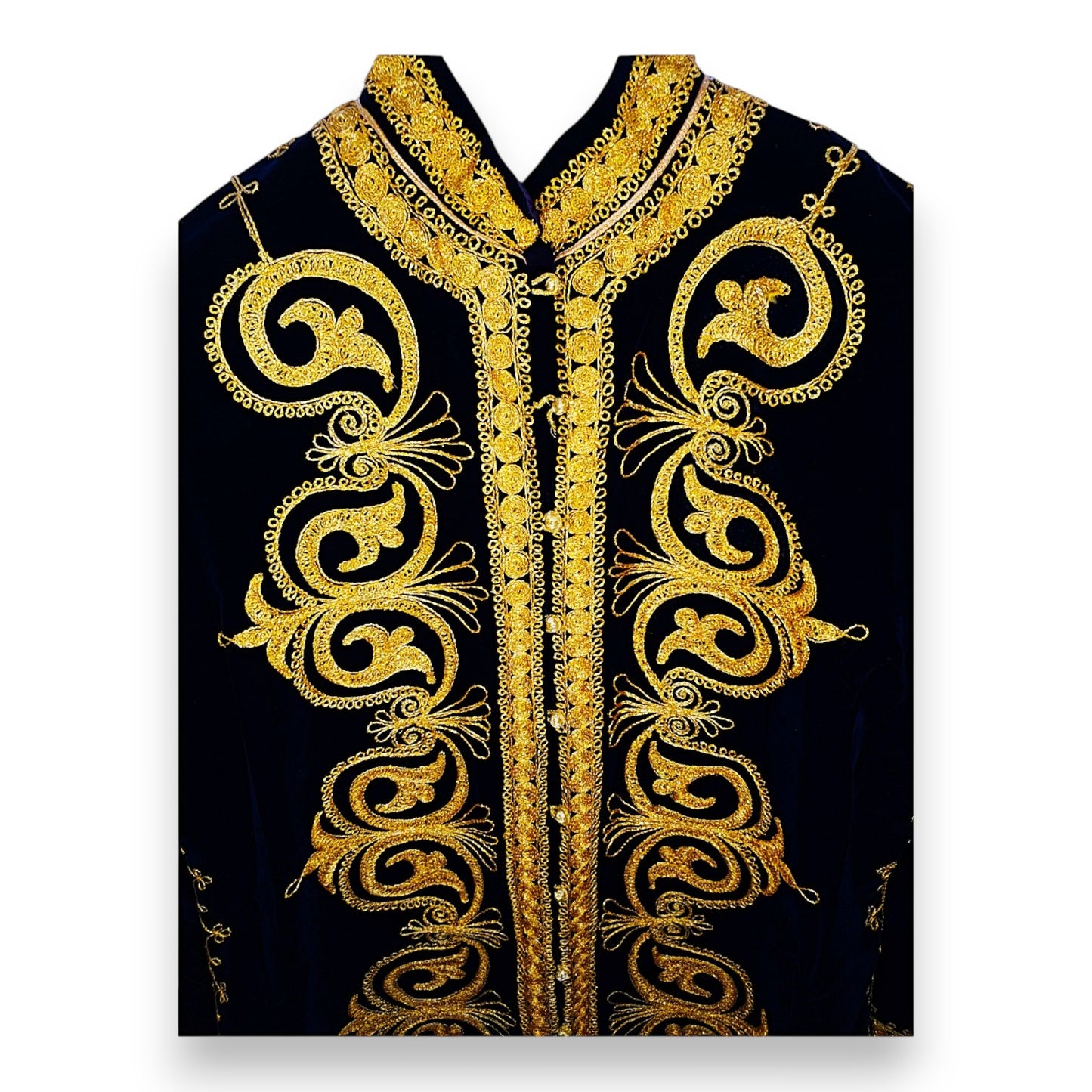 Kaftan Black Dress with Gold Detailing
