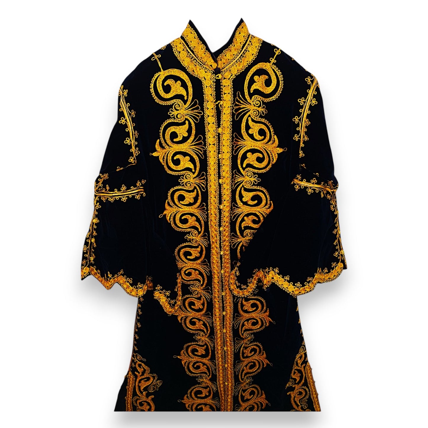 Kaftan Black Dress with Gold Detailing