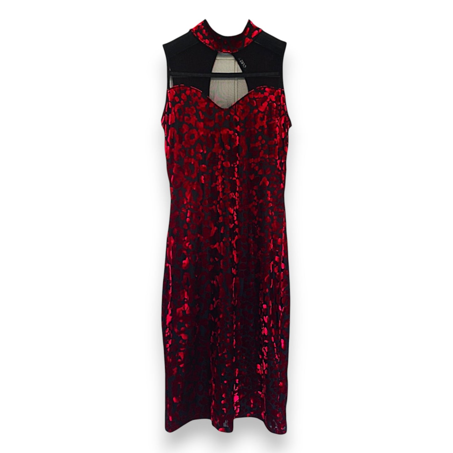 Robe Quiz en maille noire avec patchs en velours rouge