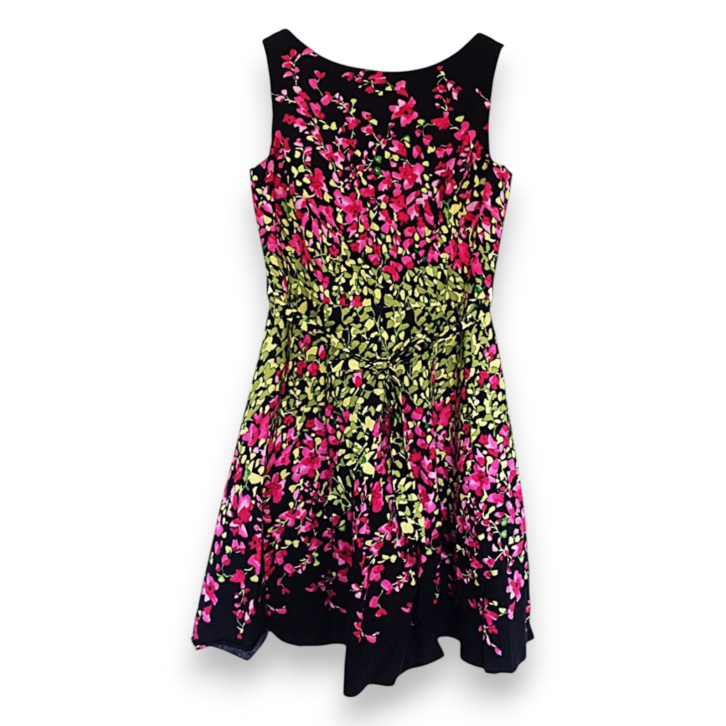 Edición especial de Redherring: Vestido negro con flores rosas y verdes