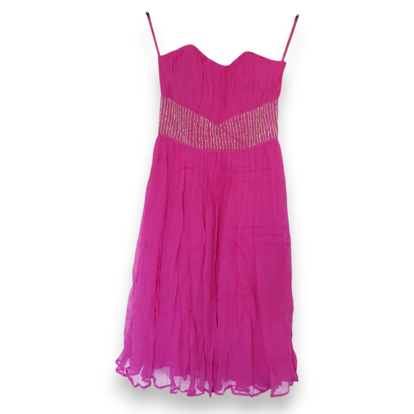 Robe en mousseline rose Warehouse avec taille ornée de perles argentées