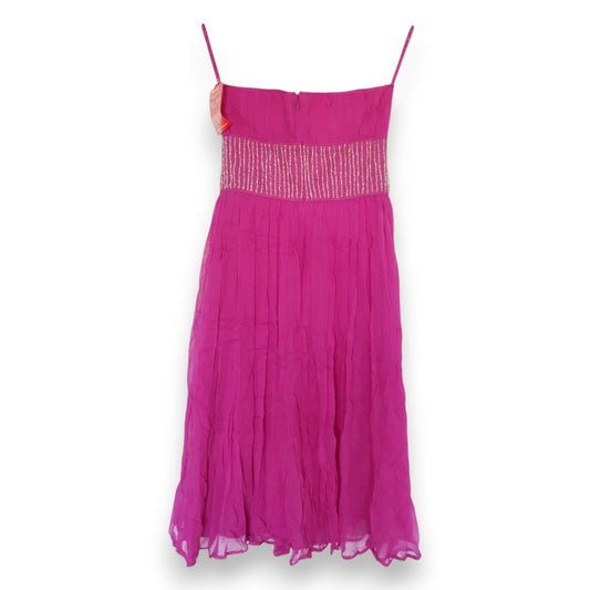 Warehouse Pink Chiffon Dress with Silver Beaded Waist