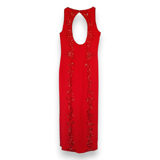 Bella Diasa Collection Red Dress with Beading & Sequins