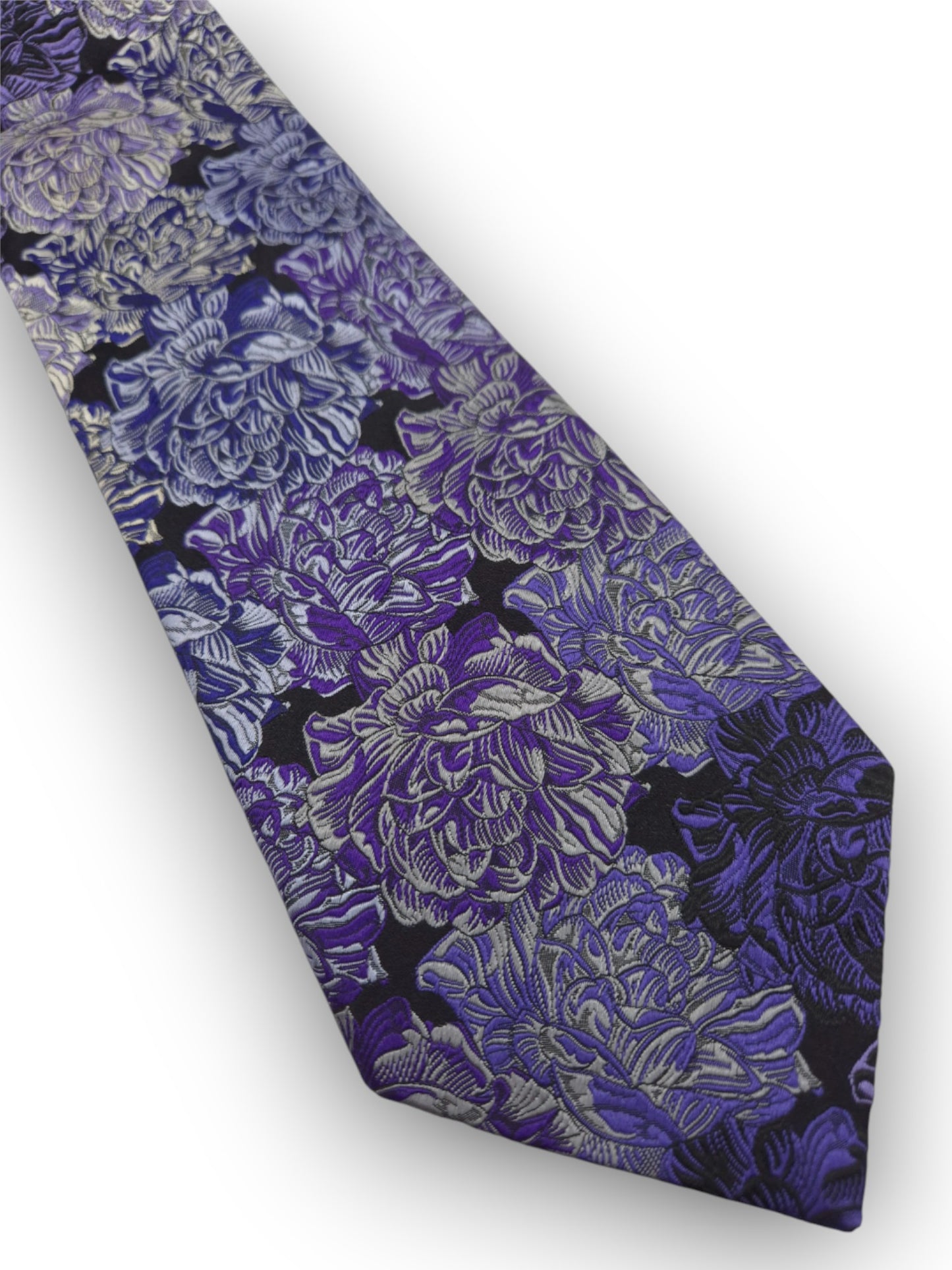 Duchamp Black/Purple Floral Tie