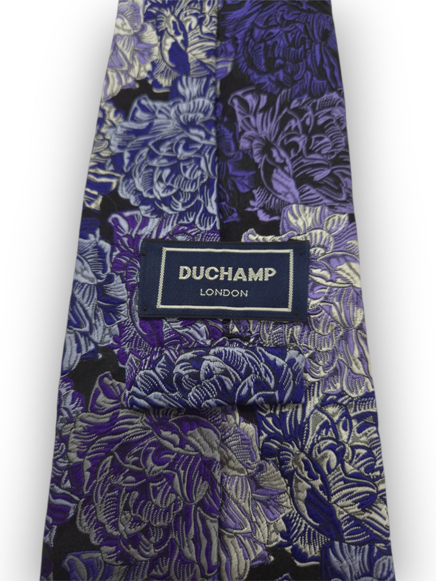 Duchamp Black/Purple Floral Tie