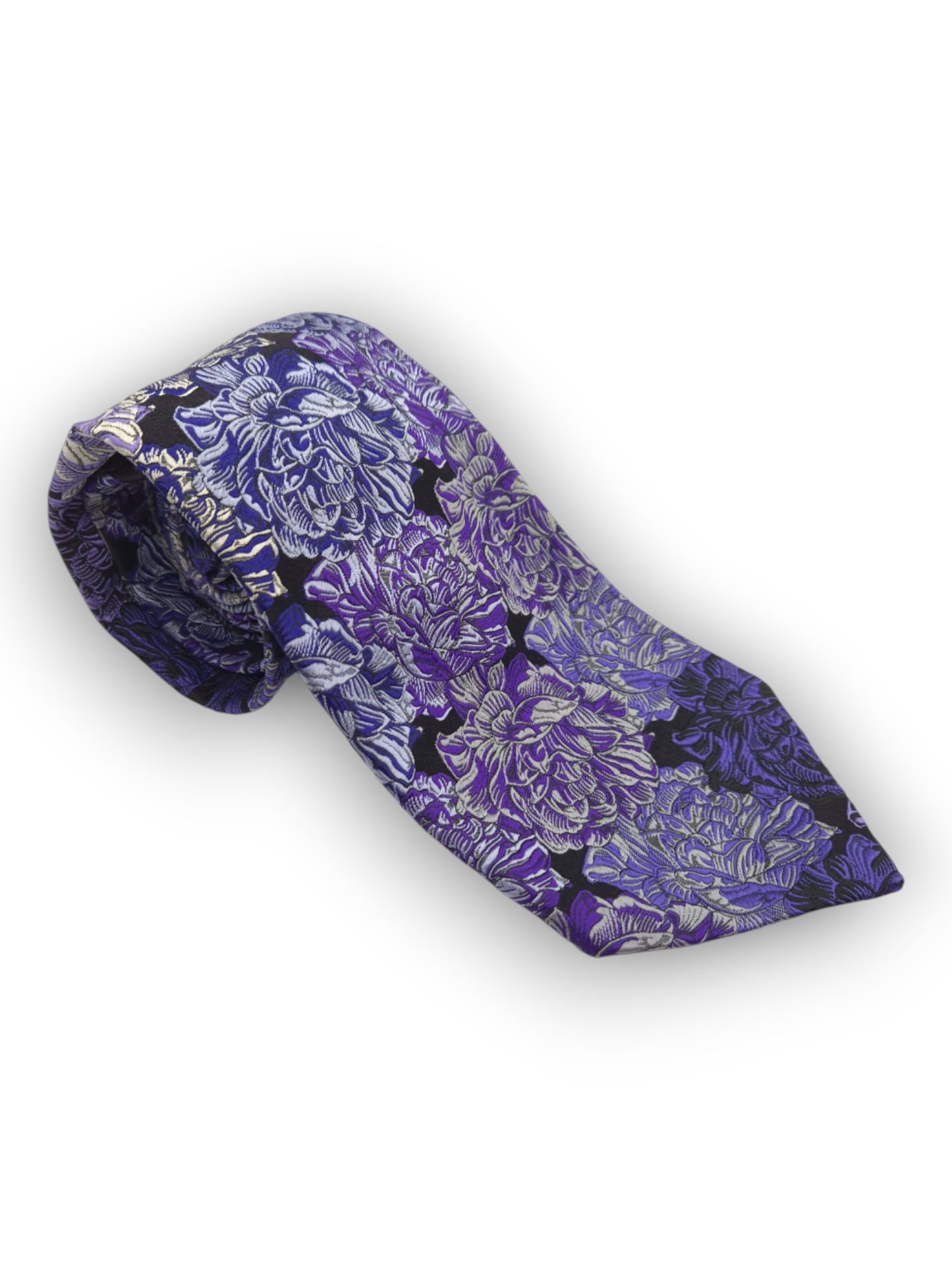 Duchamp Black/Purple Floral Tie