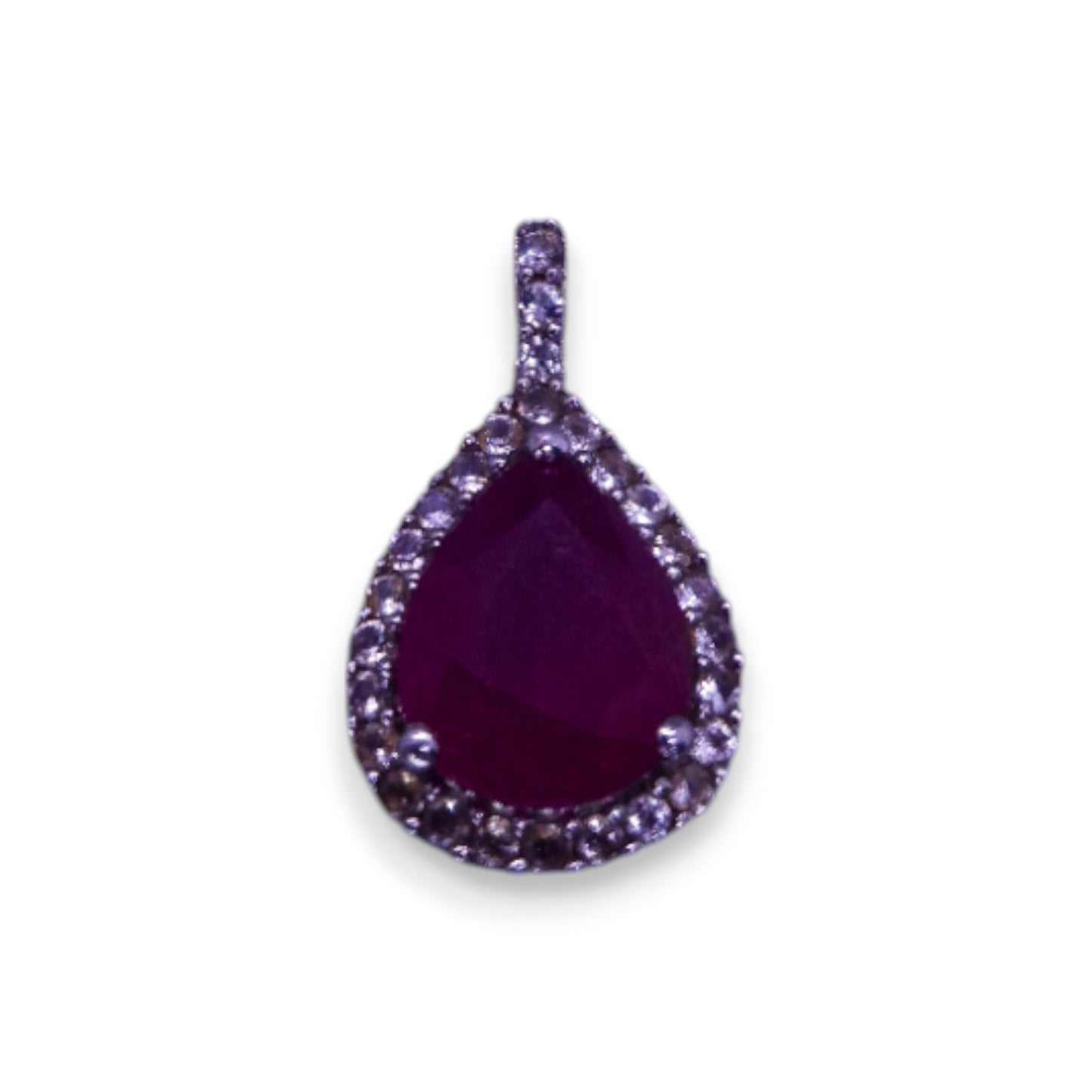 Silver Garnet & Cubic Zirconia Classic Pendant