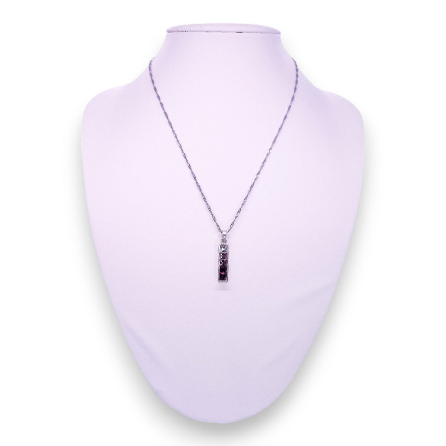 Sterling Silver Clear & Purple Cubic Zirconia Classic Necklace