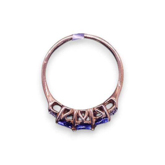 9ct Gold Tanzanite & Cubic Zirconia Classic Ring