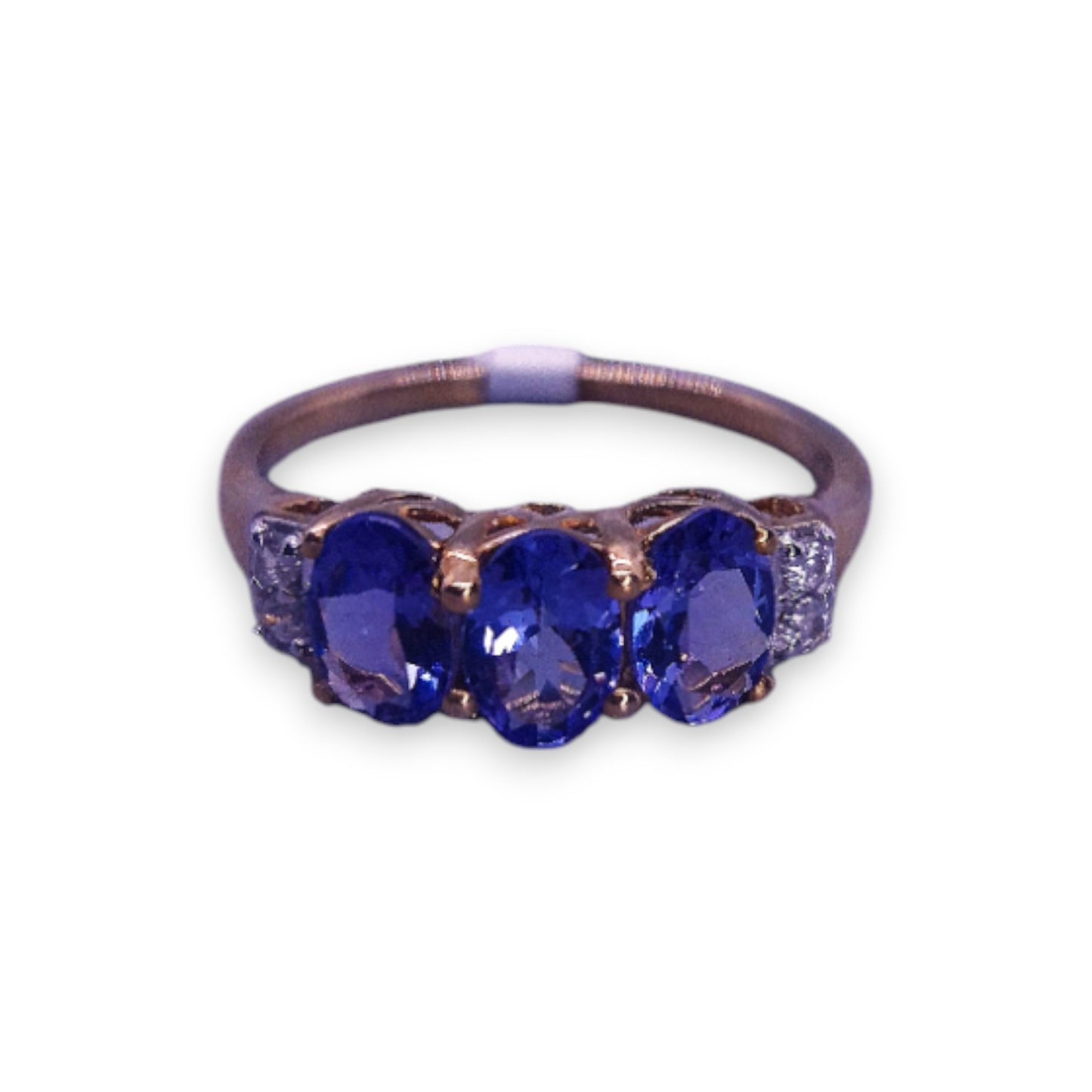 9ct Gold Tanzanite & Cubic Zirconia Classic Ring