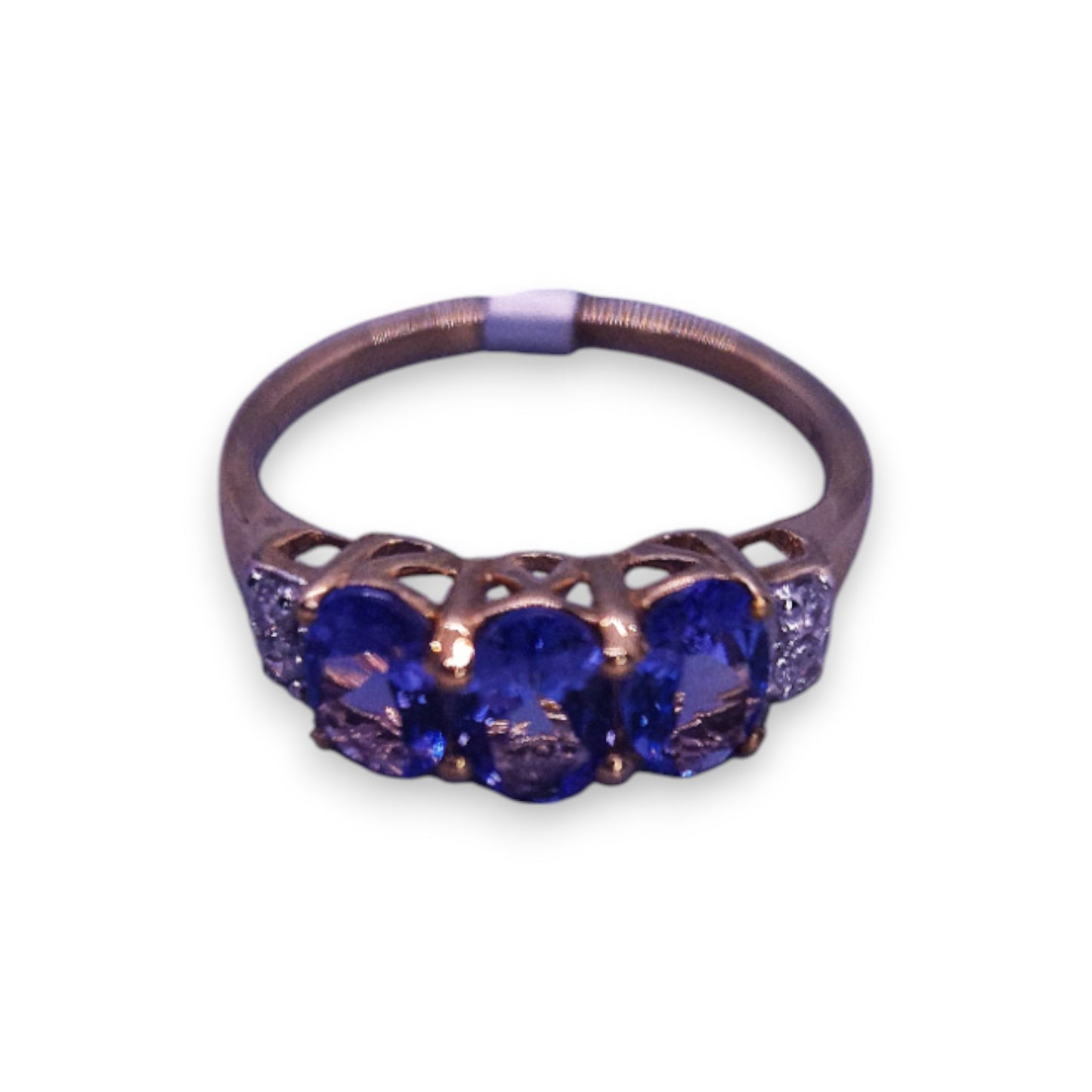 9ct Gold Tanzanite & Cubic Zirconia Classic Ring