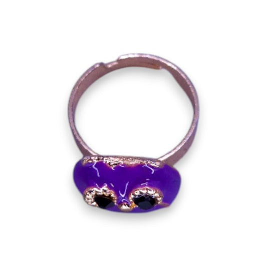 Gold Tone Enamelled Nature Inspired Owl Ring