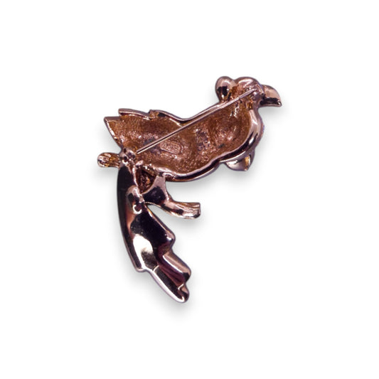 Gold Tone Cubic Zirconia Enamelled Nature Inspired Brooch