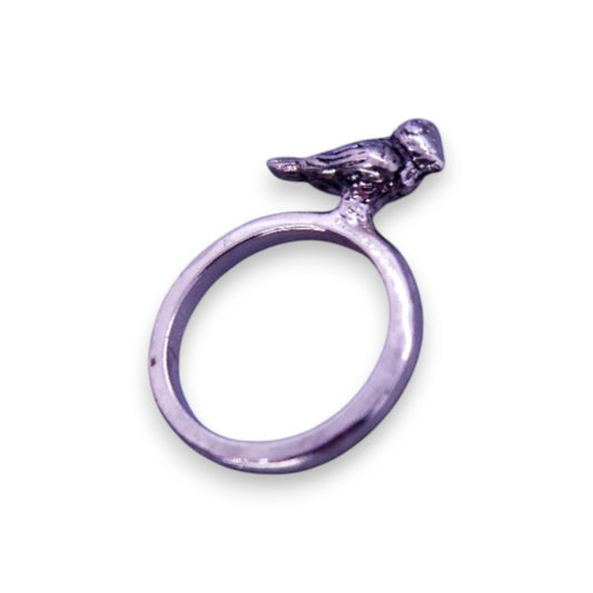 Silver Tone Nature Inspired Bird Ring