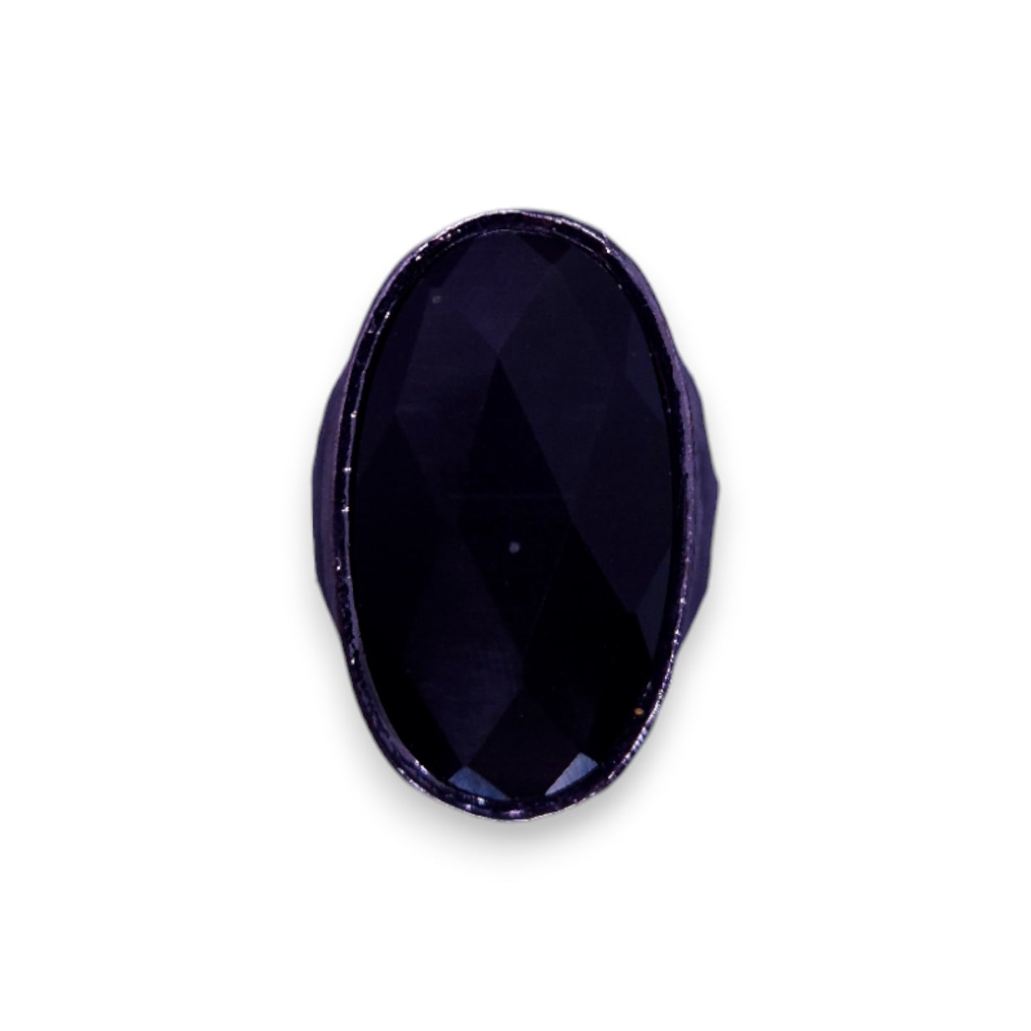 Metal Black Stone Statement Ring