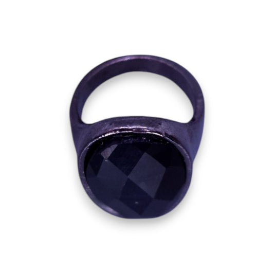 Metal Black Stone Statement Ring