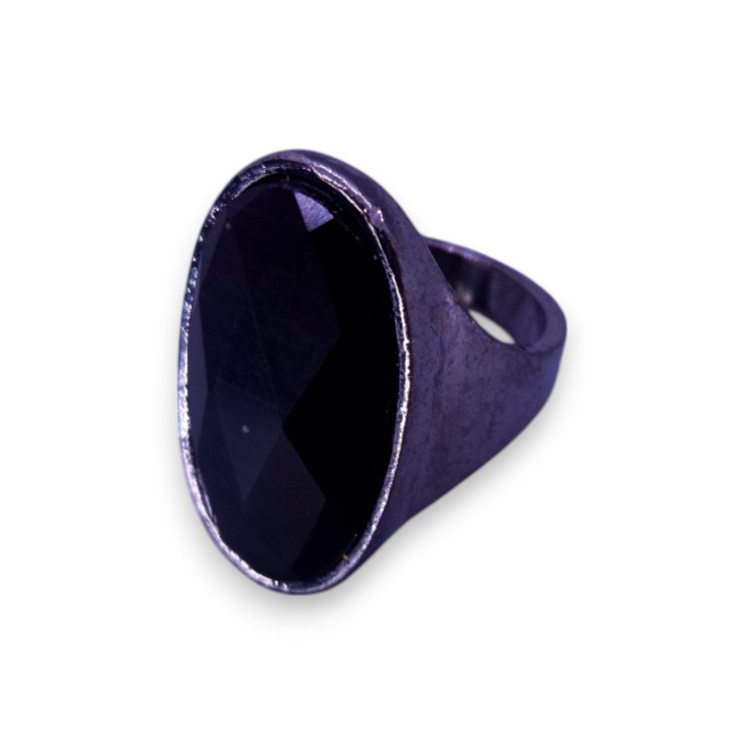 Metal Black Stone Statement Ring