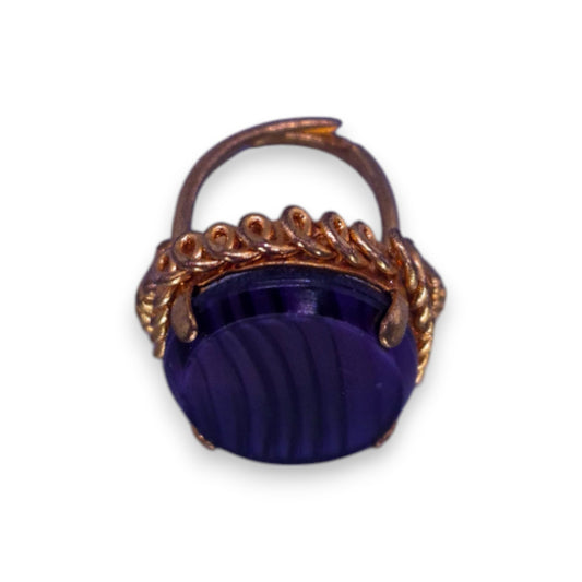 Gold Tone Faux Agate Statement Ring