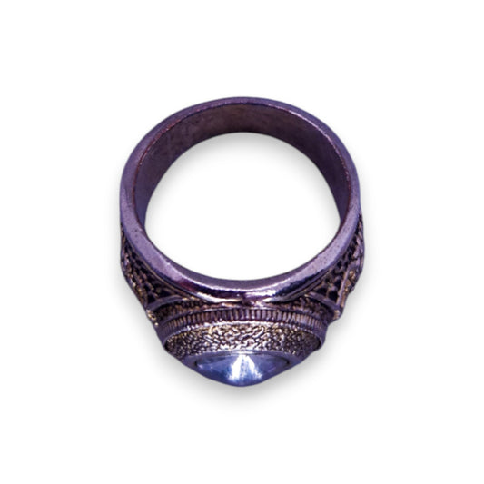 Silver Tone Clear Stone Statement Ring