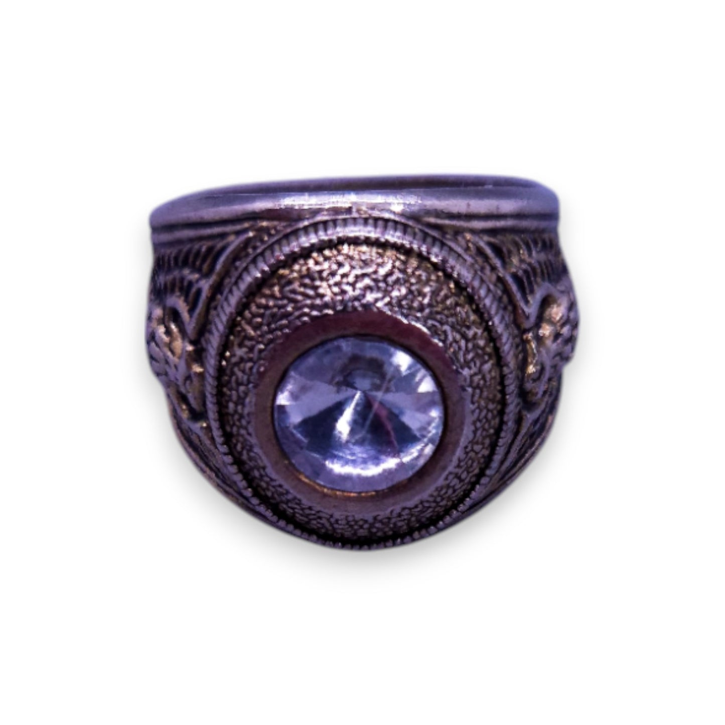 Silver Tone Clear Stone Statement Ring