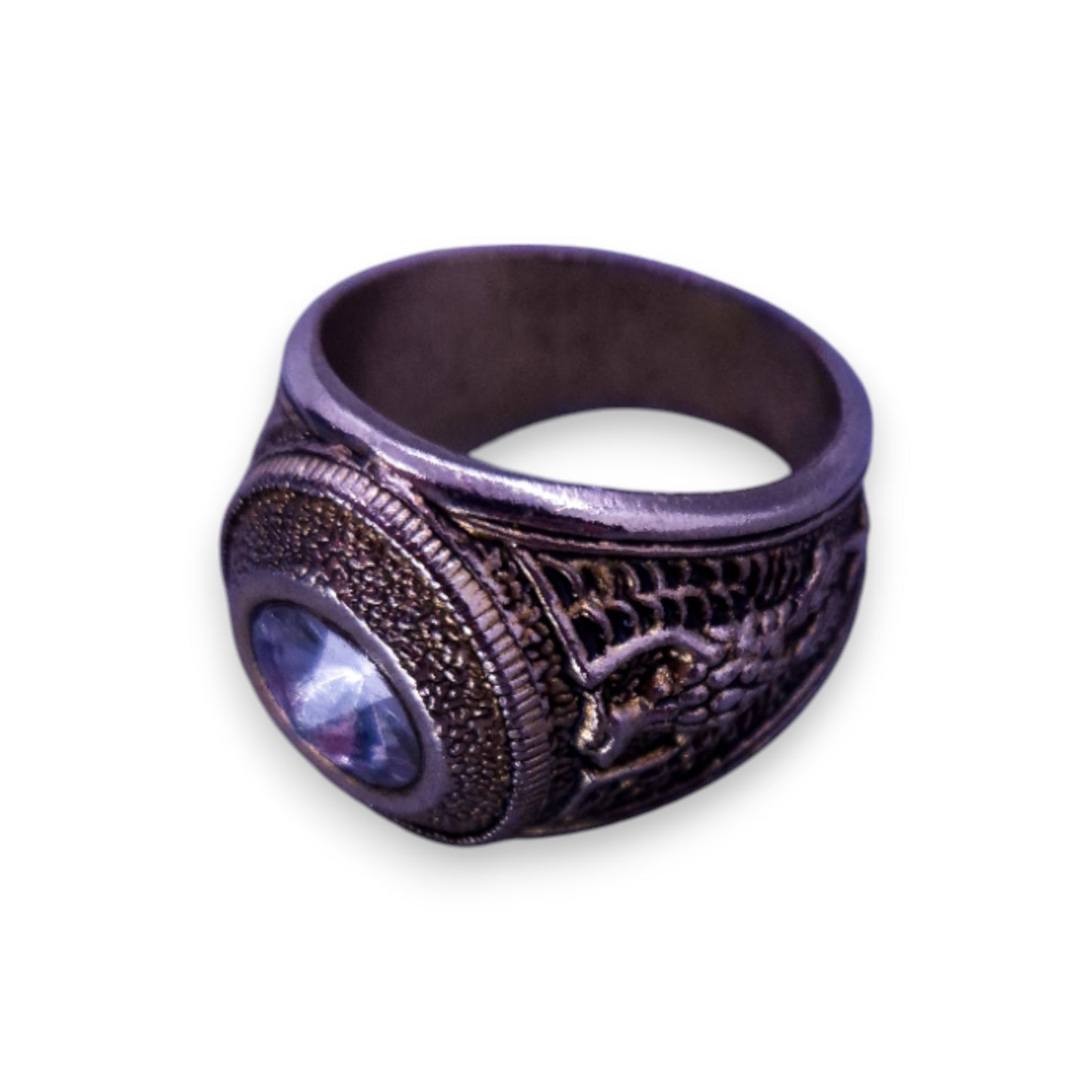 Silver Tone Clear Stone Statement Ring