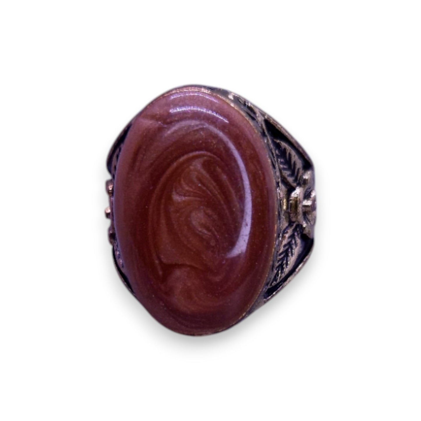 Metal Brown Paste Statement Ring