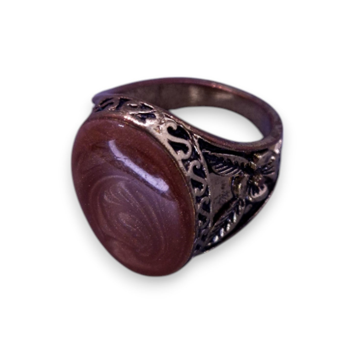 Metal Brown Paste Statement Ring