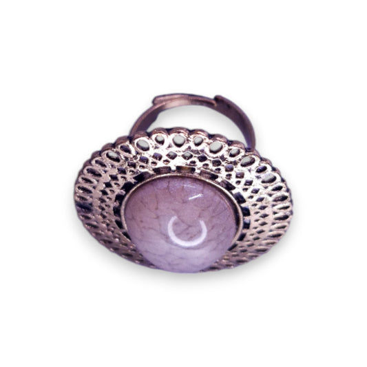 Gold Tone Pink Stone Statement Ring