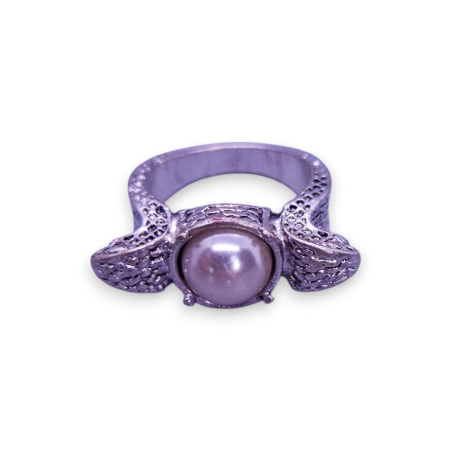 Silver Tone Faux Pearl Vintage Ring