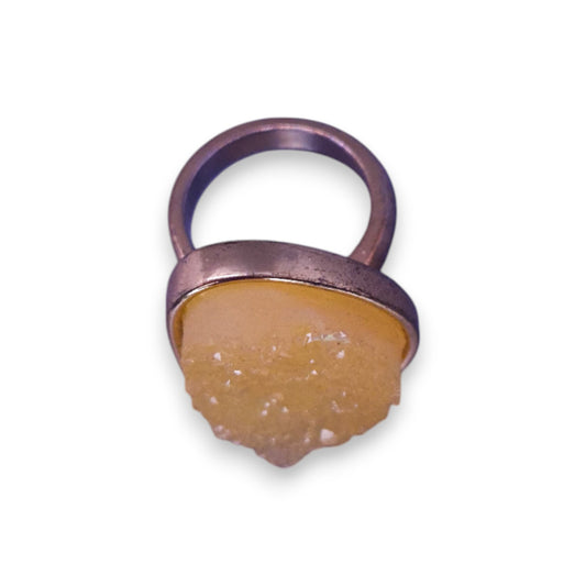 Gold Tone Drusy Quartz Statement Ring