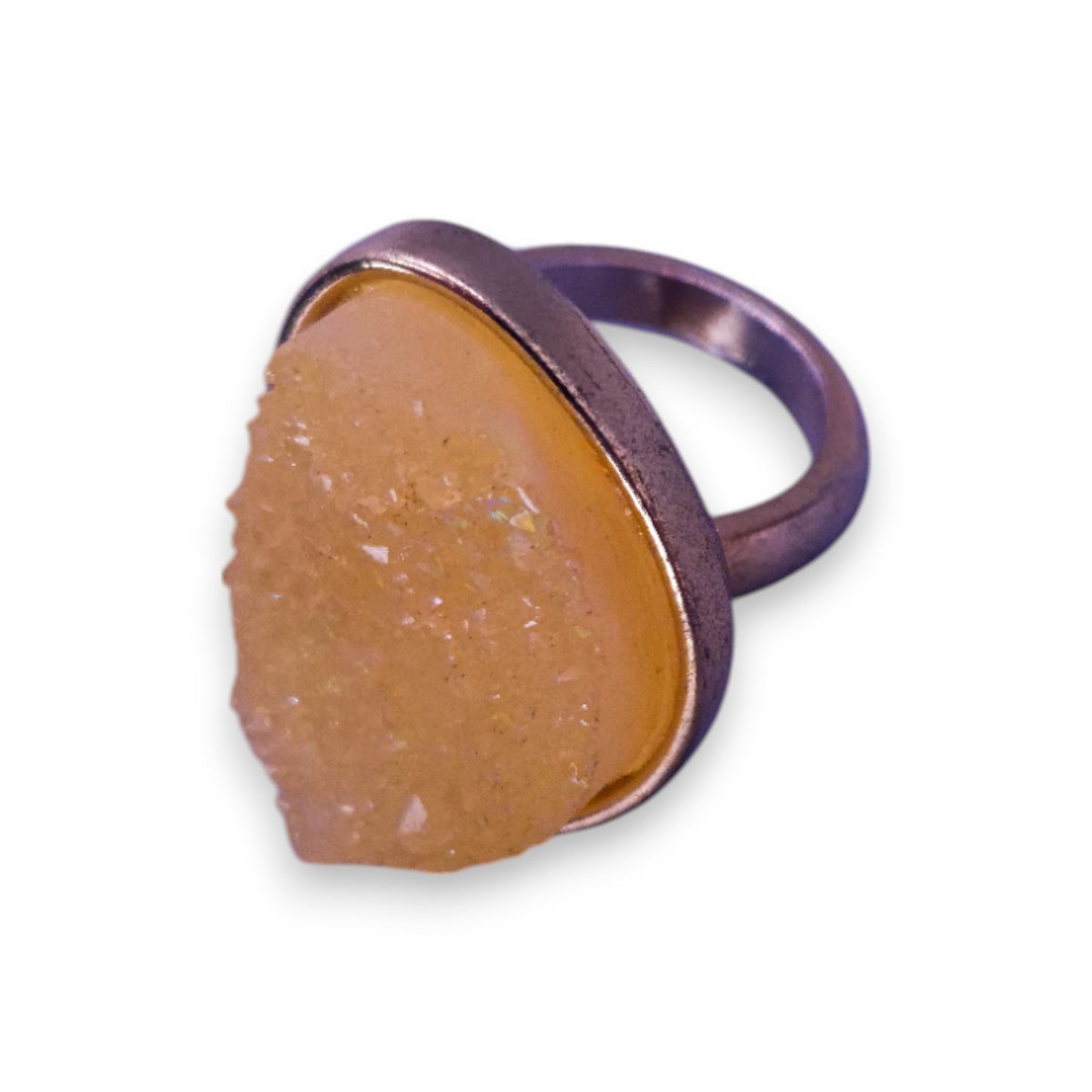 Gold Tone Drusy Quartz Statement Ring