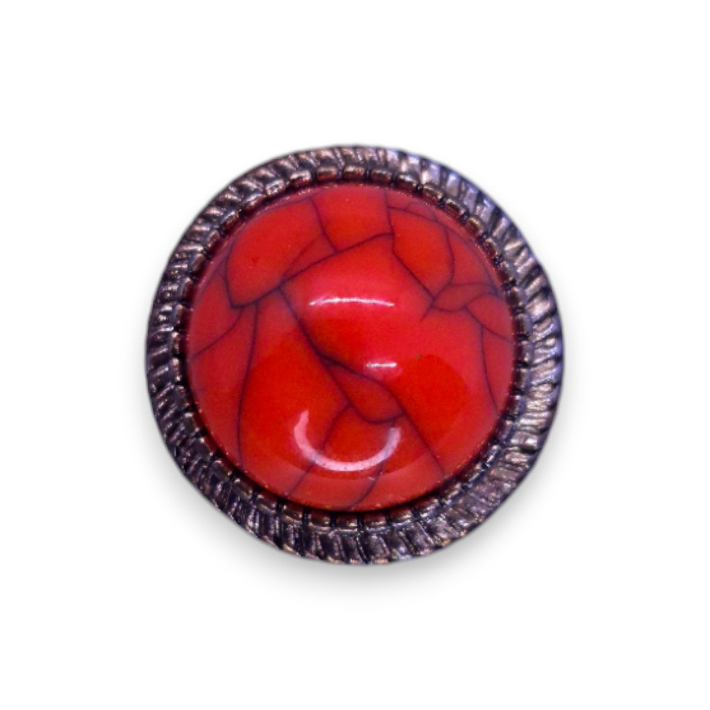 Metal Orange Howlite Statement Ring