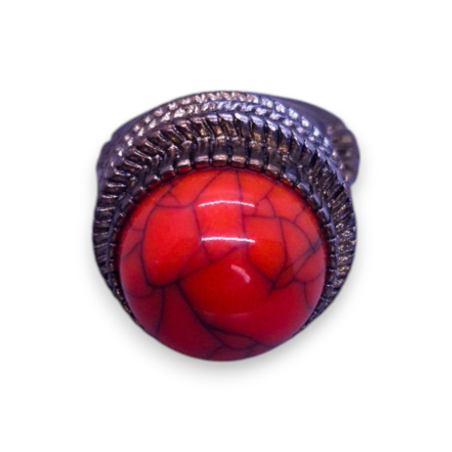 Metal Orange Howlite Statement Ring