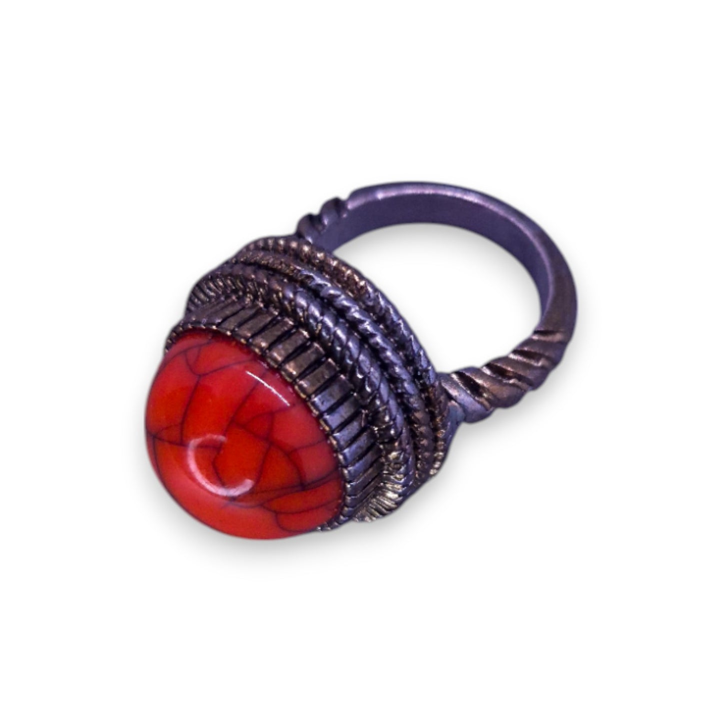 Metal Orange Howlite Statement Ring