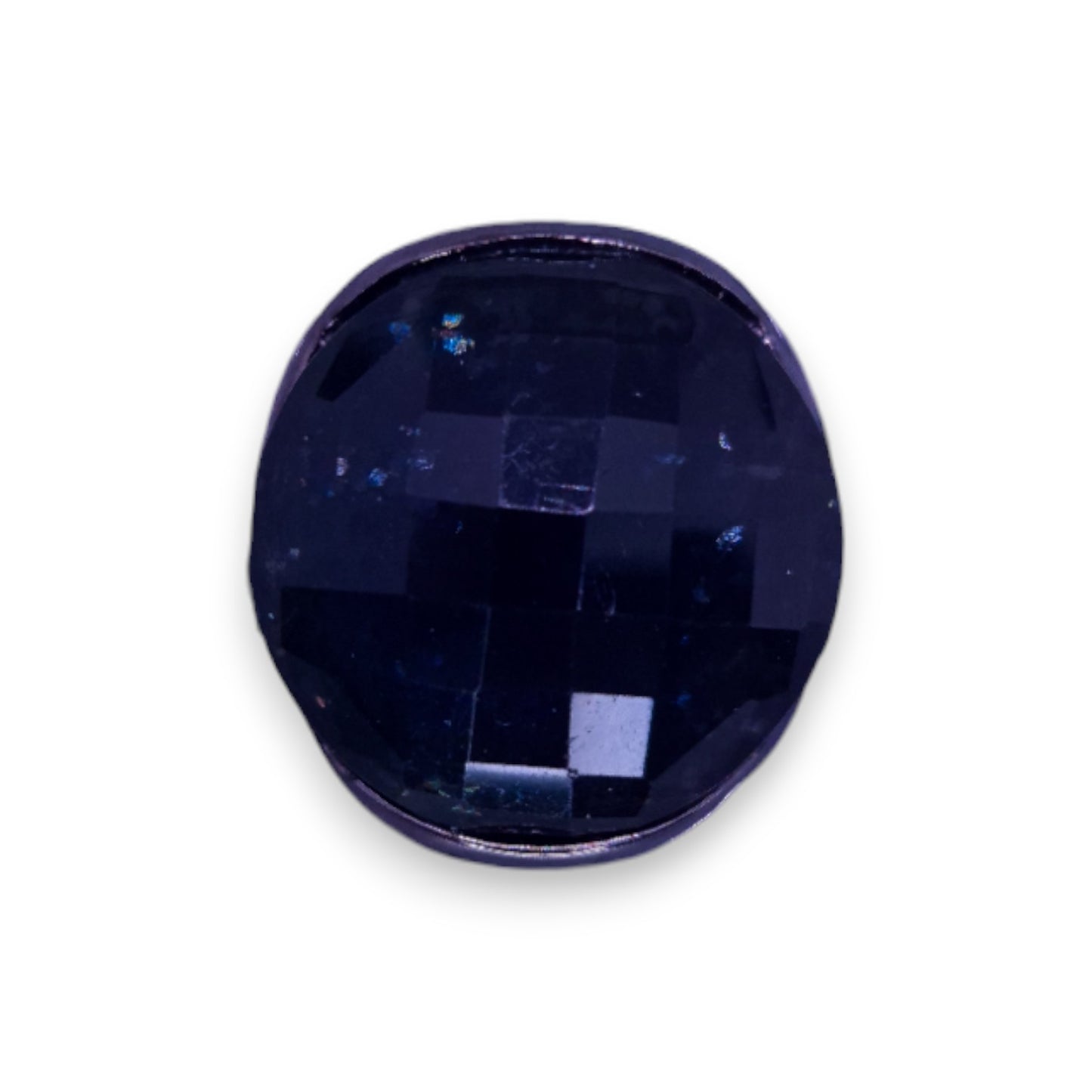 Metal Black/Blue Glass Stone Statement Ring