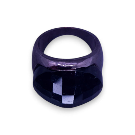 Metal Black/Blue Glass Stone Statement Ring