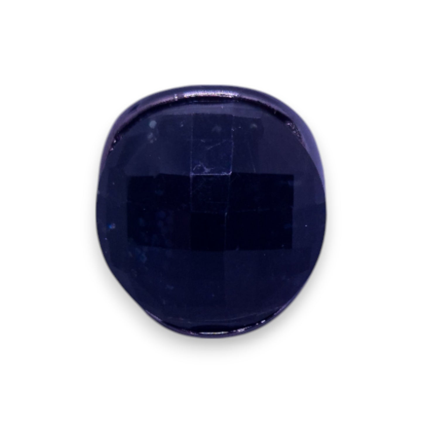 Metal Black/Blue Glass Stone Statement Ring