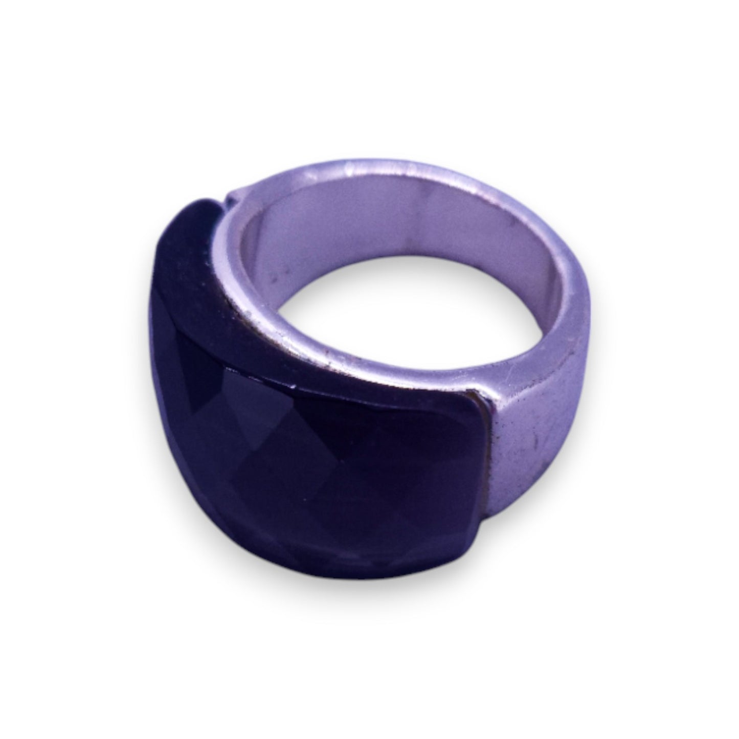 Silver Tone Purple Stone Statement Ring