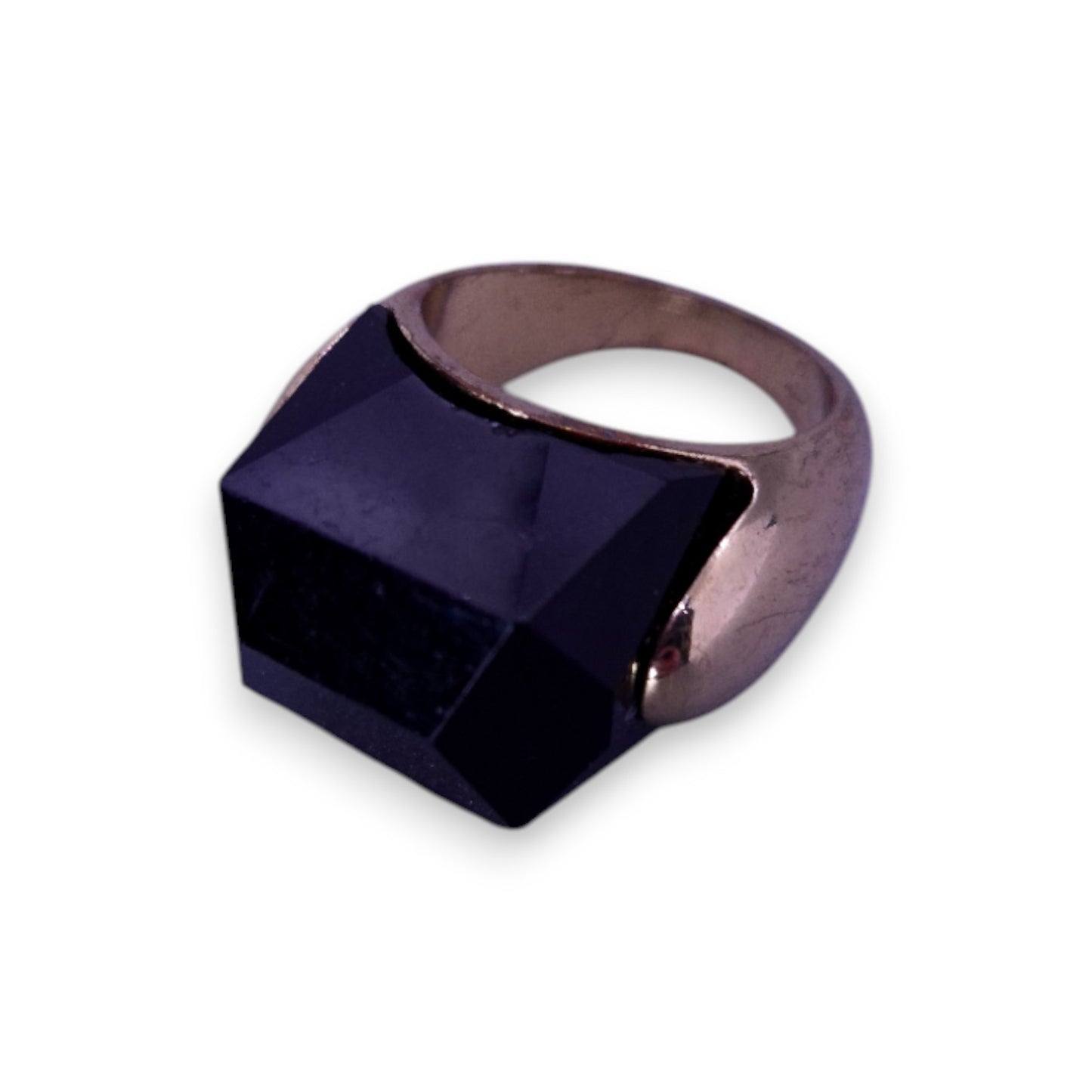 Gold Tone Black Stone Statement Ring