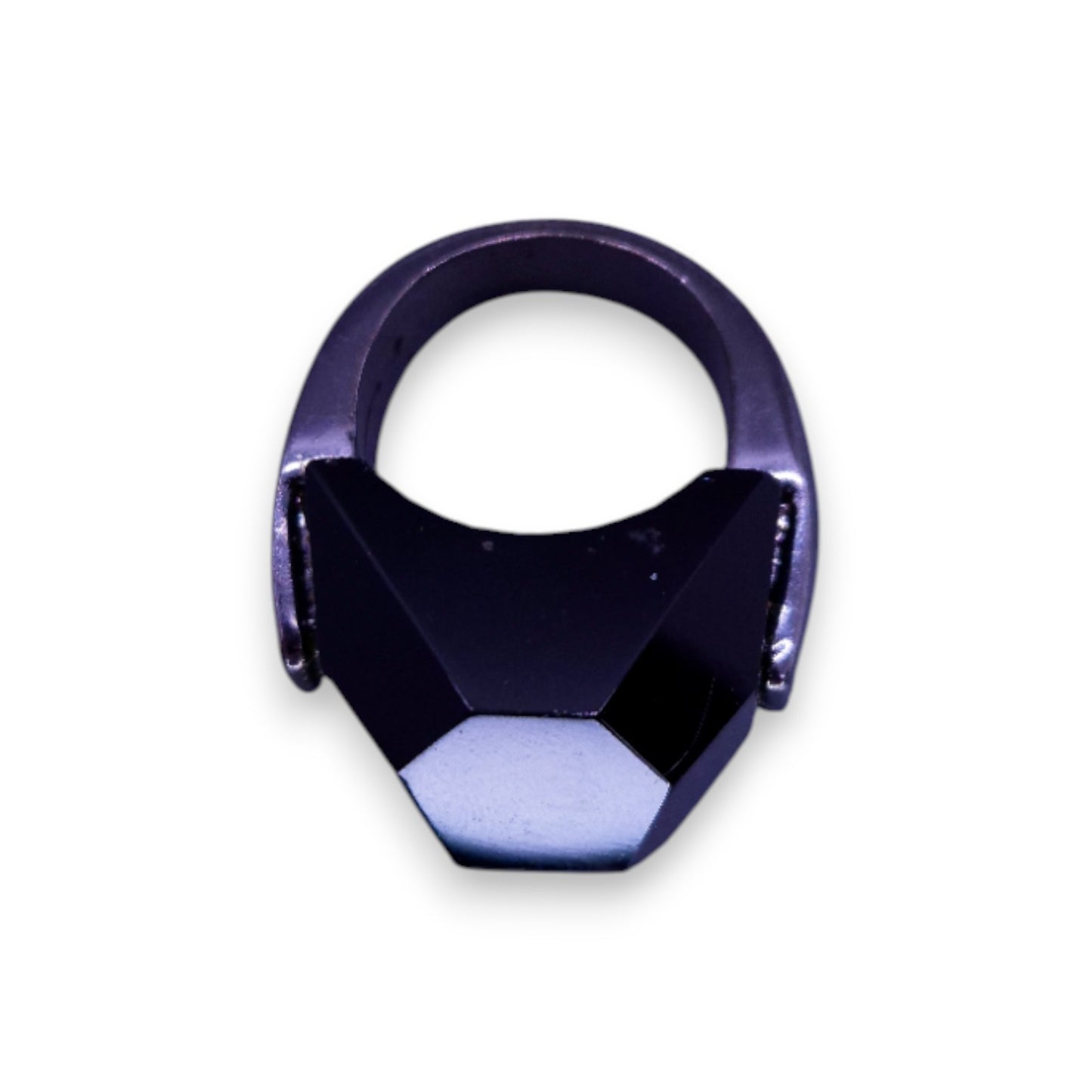 Metal Black Glass Stone Statement Ring