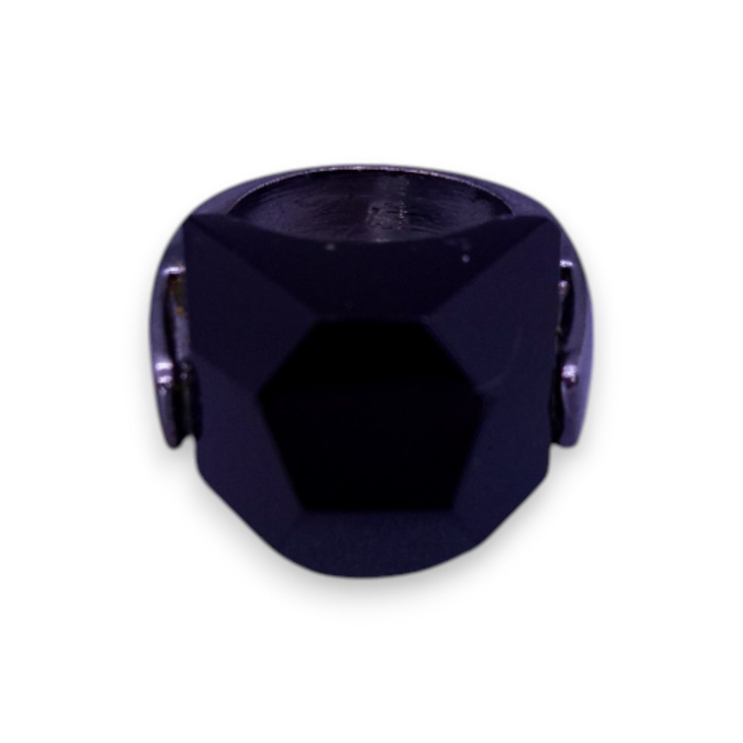 Metal Black Glass Stone Statement Ring